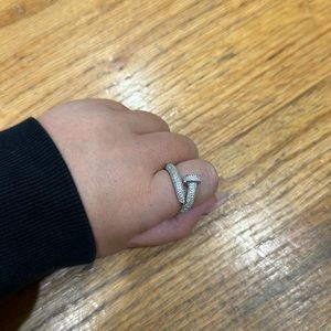 Diamond nail sterling silver ring